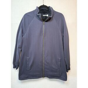 LL Bean Women's Fleeced Lined Full Zip  Jacket, Navy Blue, XL